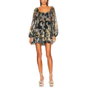 Hemant And Nandita 'Rafa' Blue Viscose Long Sleeve Mini Dress Size S